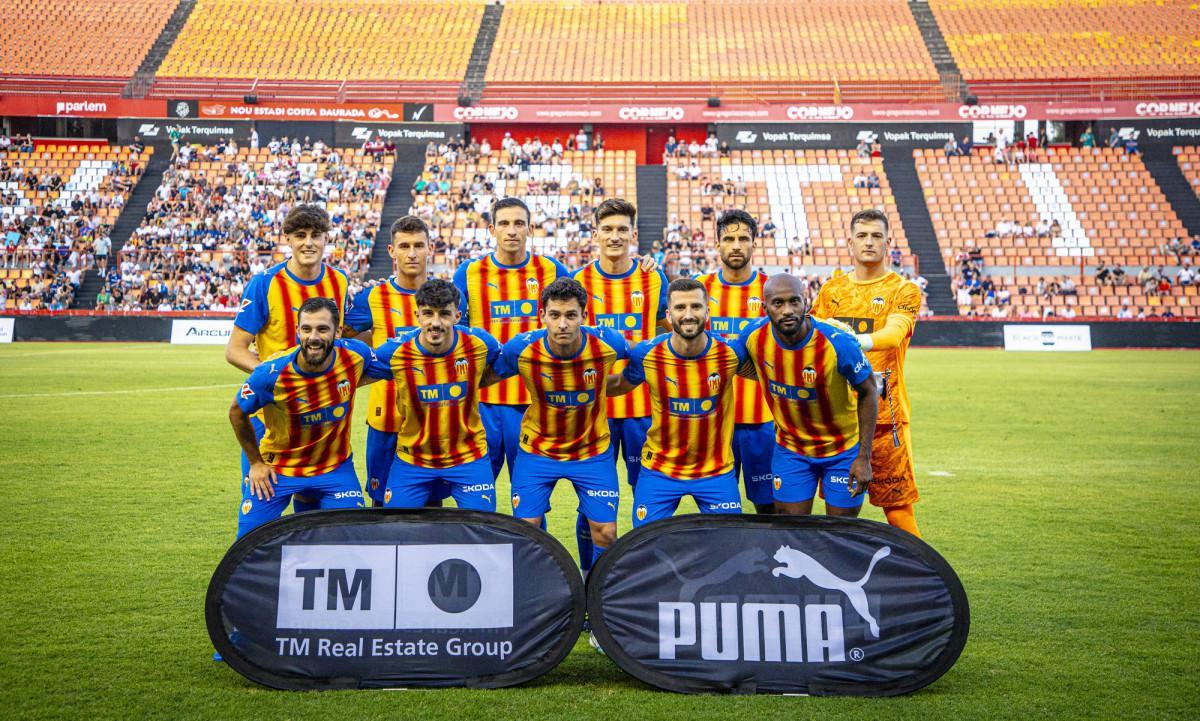 El once incial del Valencia CF en su amistoso contra el Marsella