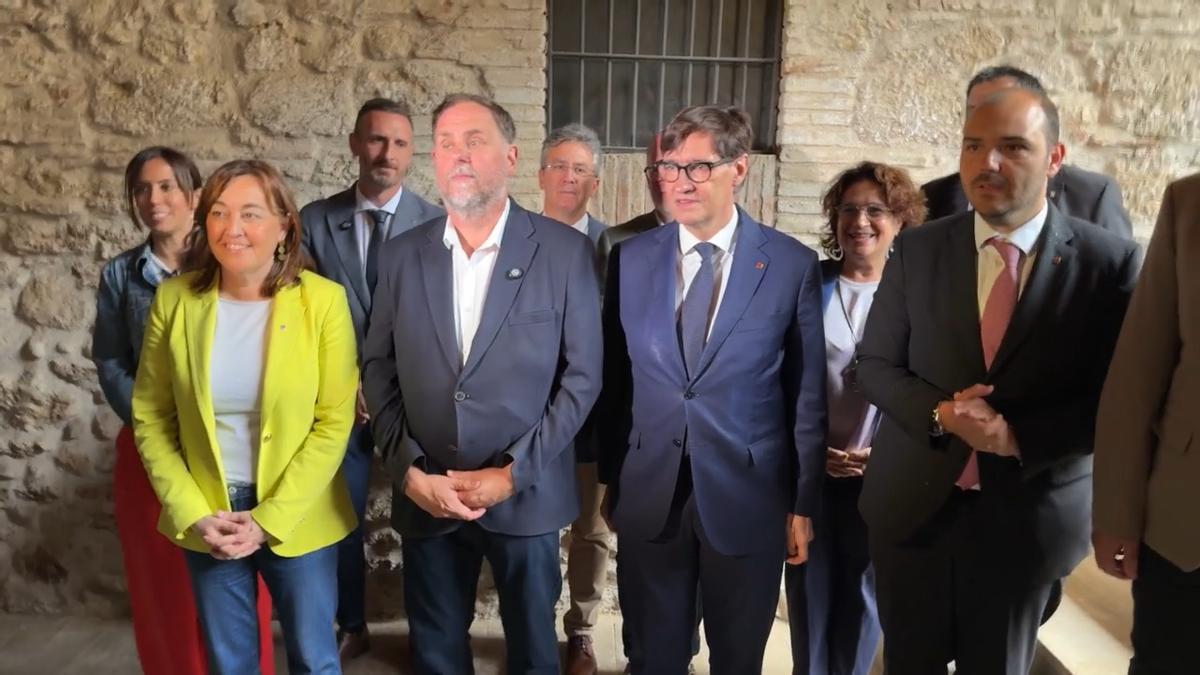 Govern y ERC escenifican el acuerdo de presupuestos en la presentación de la línea orbital ferroviaria