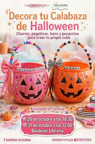 Vacane Studio y la librería Boulevar, en Bueu, organizan talleres para decorar calabazas por el Samaín y velas