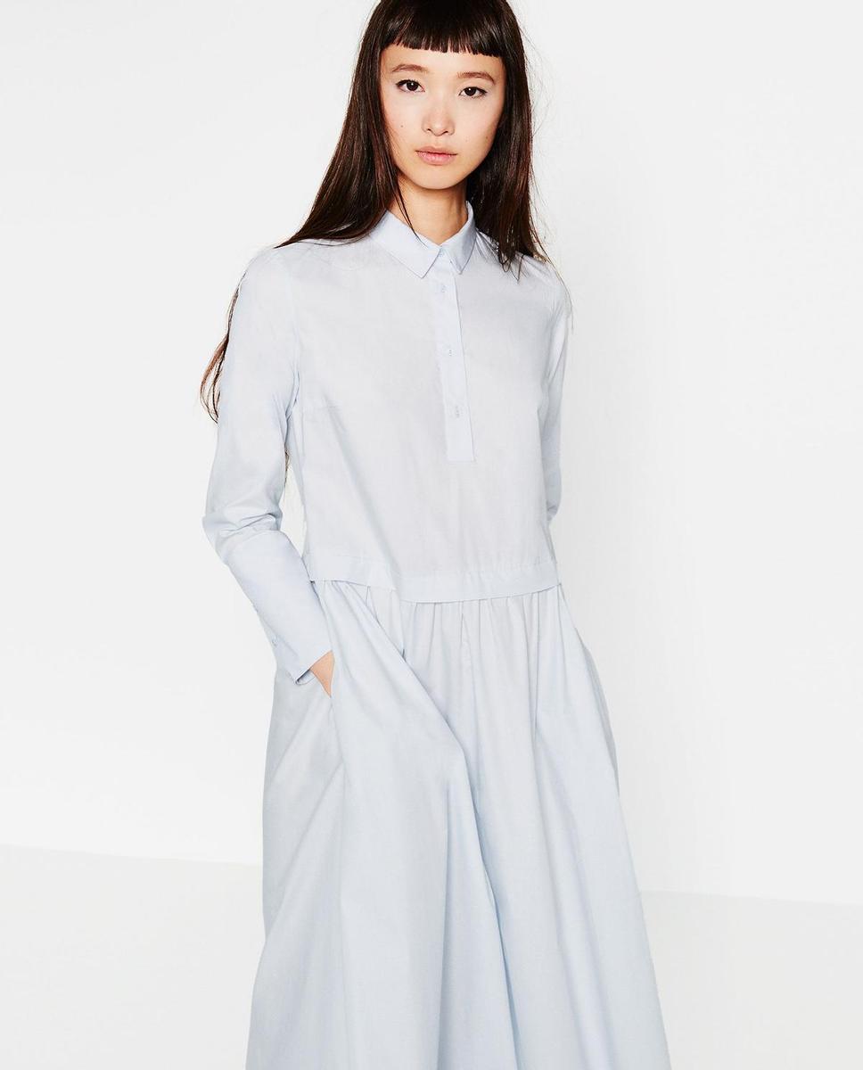 Tendencia popelín, vestido largo de Zara (39,95€)