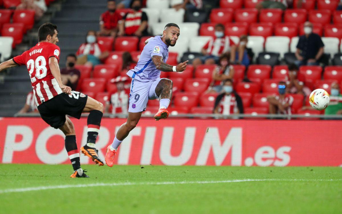 Memphis conecta el zurdazo que supuso el 1-1 para el Barça en San Mamés.