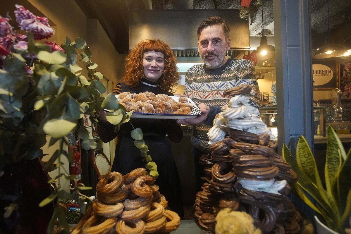 Els propietaris de la Xurreria de la Cort Reial, Montse Reyner i Àlex Dengra.
