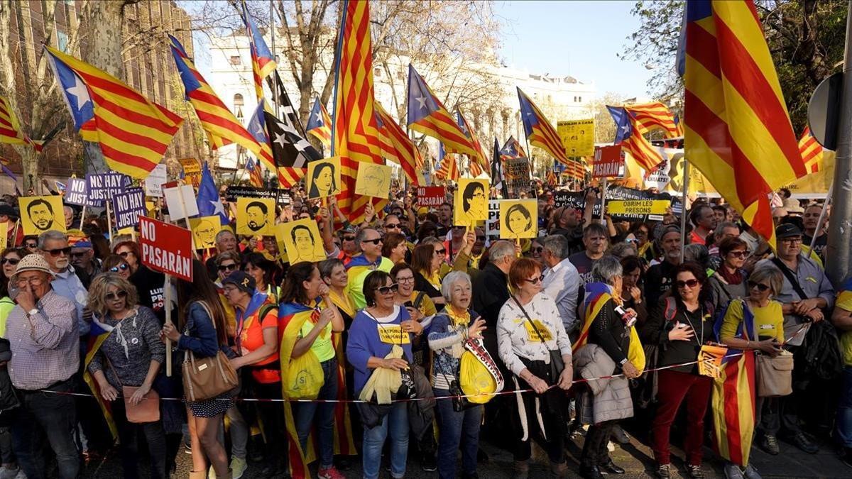 Manifestación independentista en Madrid, el pasado 16 de marzo.