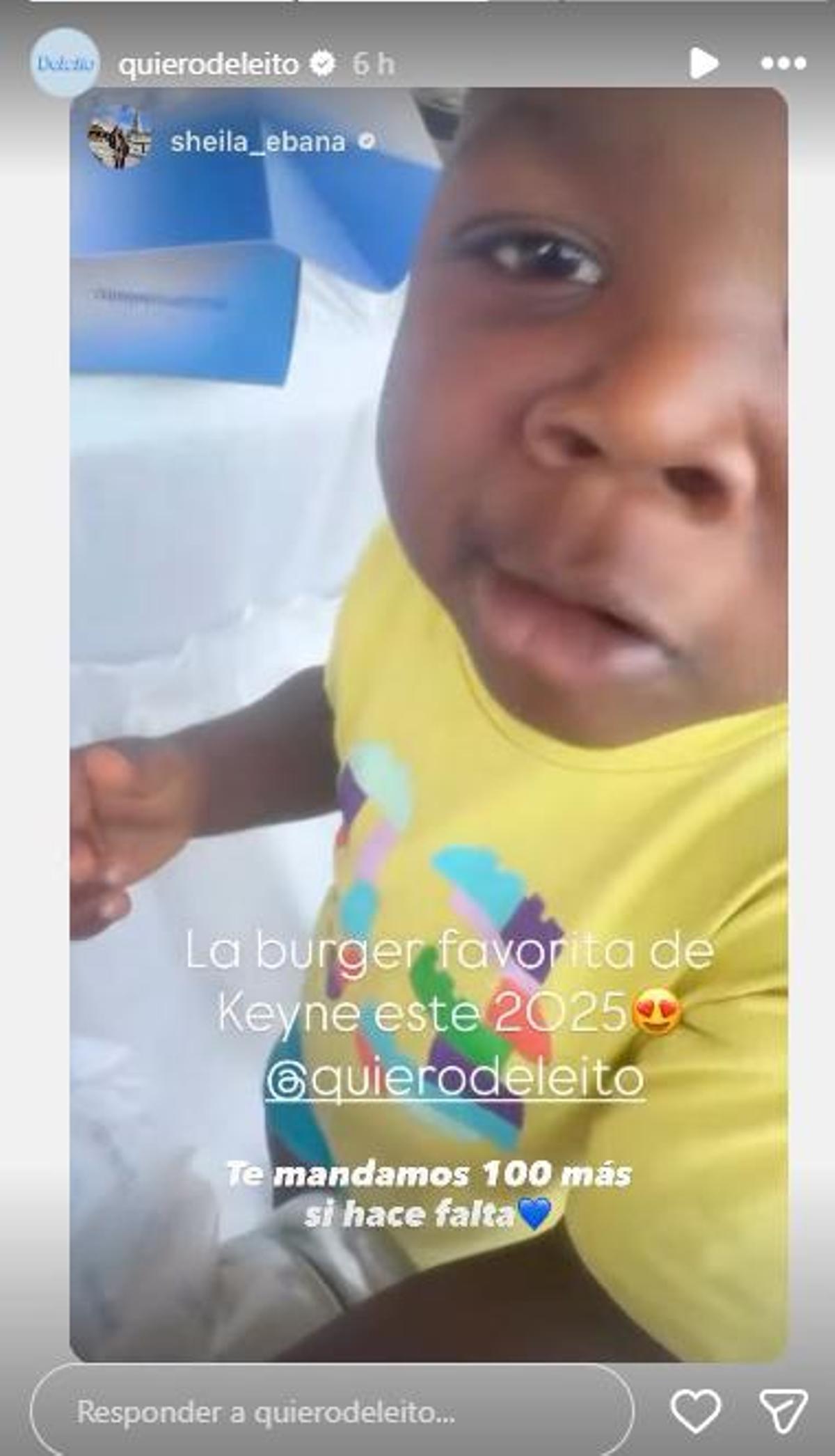 La respuesta de Deleito a la Historia de Instagram de Sheila Ebana.