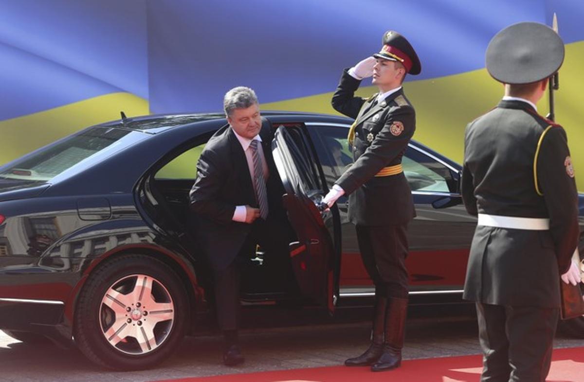 Poroixenko arriba a la cerimònia d’investidura com a nou president d’Ucraïna, avui, a Kíev