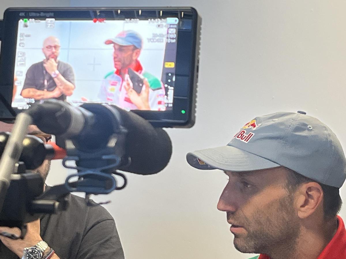 El francés Johann Zarco, hoy, en Motorland (Aragón), en su conferencia de prensa.