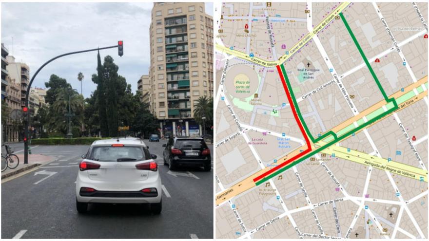 El ayuntamiento de València prohíbe el giro de la Gran Vía hacia Russafa