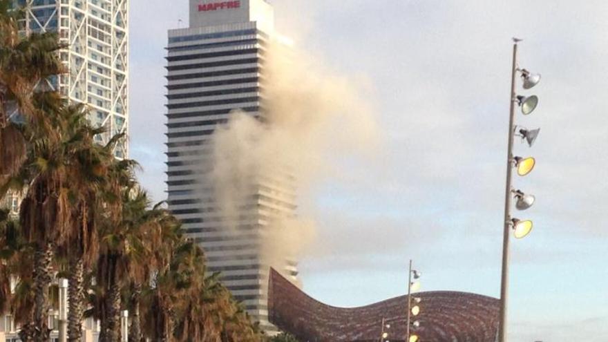 La torre Mapfre de Barcelona, aquest dilluns al matí.