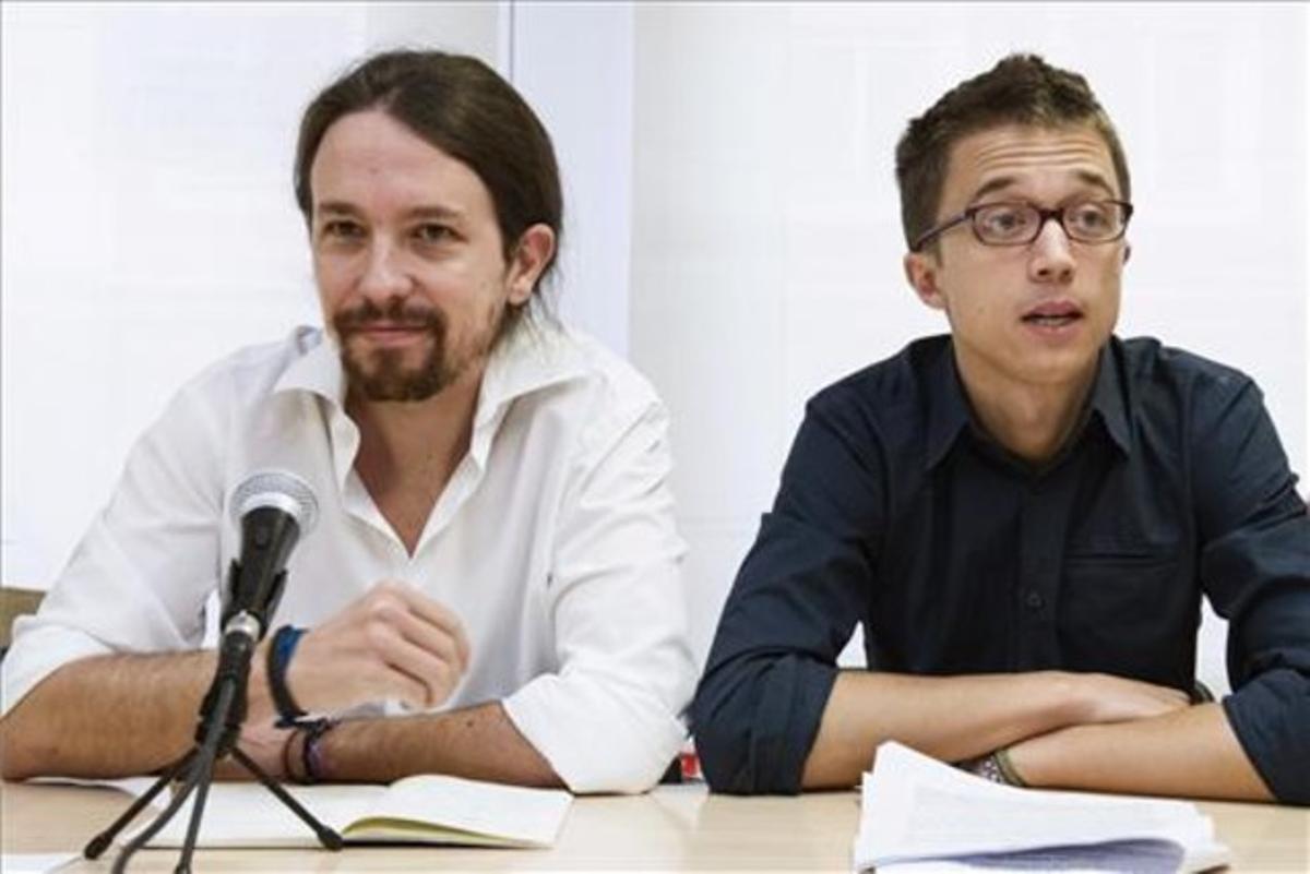 Pablo Iglesias e Íñigo Errejón, en un acto de Podemos en Madrid.