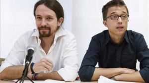 Pablo Iglesias e Íñigo Errejón, en un acto de Podemos en Madrid.