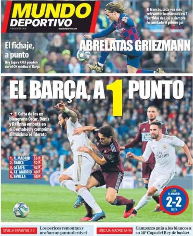 Las portadas del día en la prensa deportiva