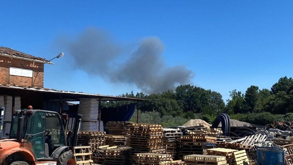 Columna de humo del incendio de Villanueva de la Vera.