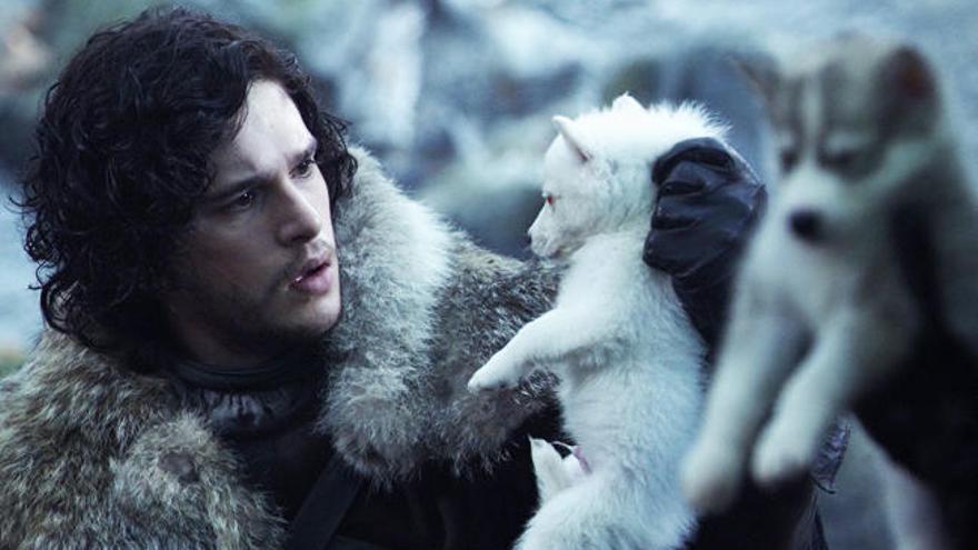 Jon Nieve con un lobo huargo.