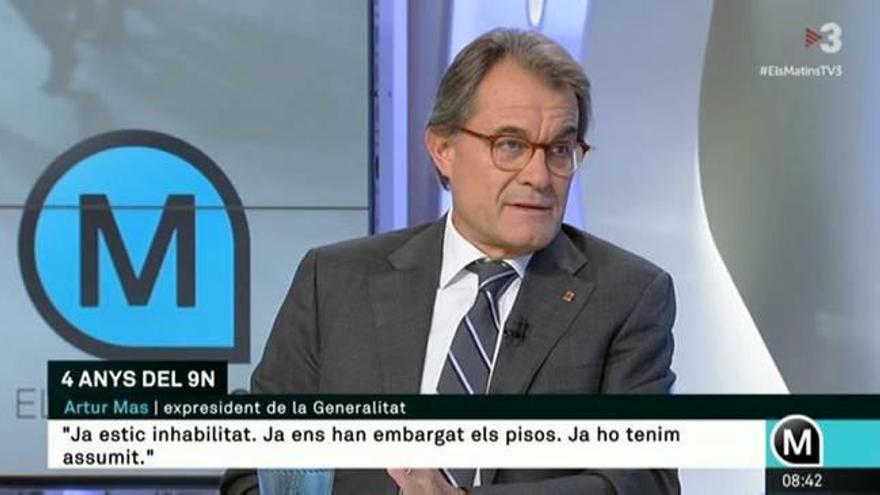 L&#039;expresident de la Generalitat, Artur Mas, durant l&#039;entrevista d&#039;ahir a TV3.