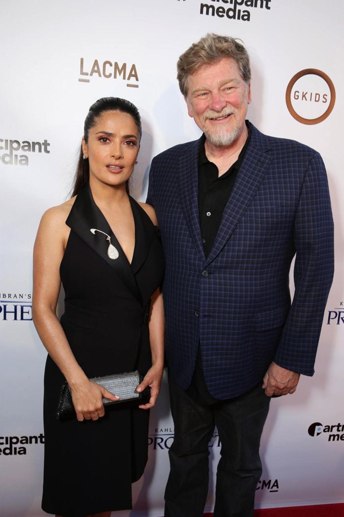 Salma Hayek y Roger Allers en el estreno de 'El Profeta'