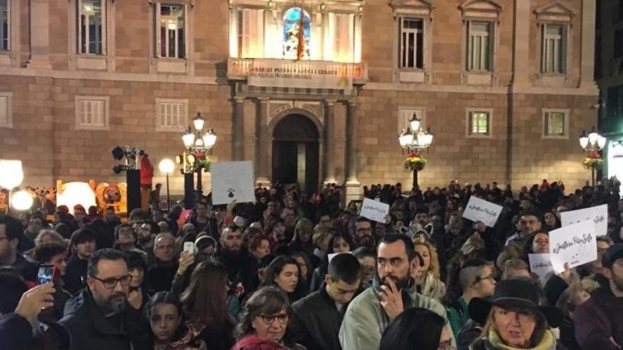 Concentración del Pacma en la plaza Sant Jaume.