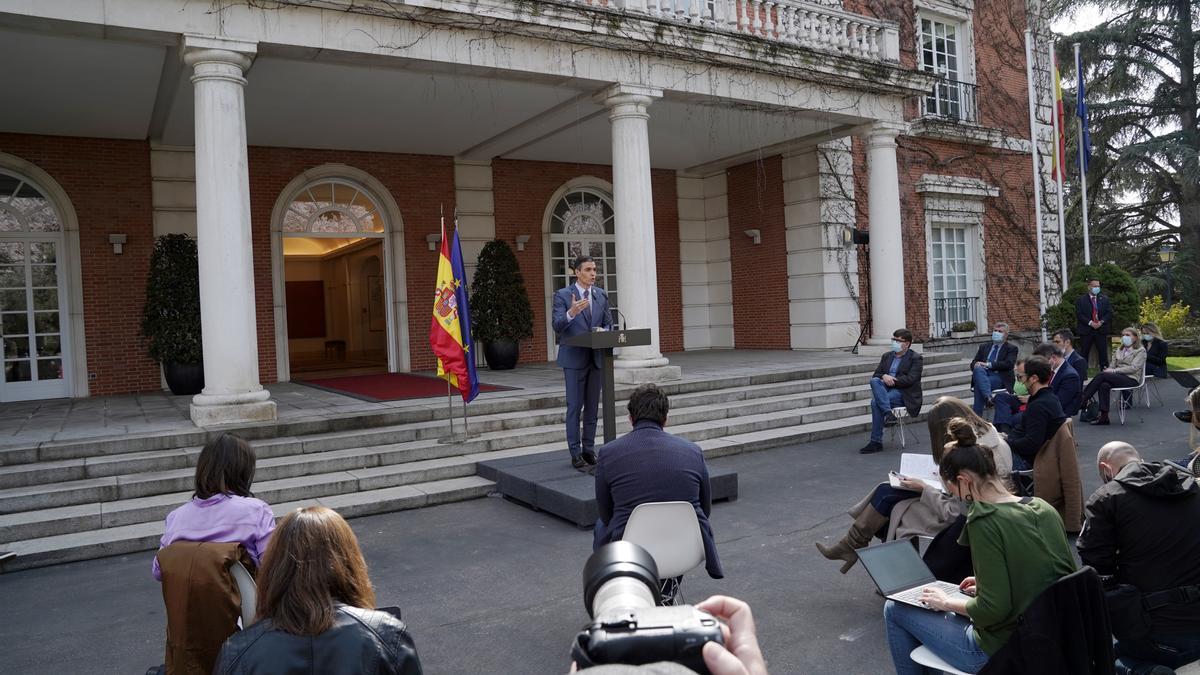 Una imagen de Pedro Sánchez durante la rueda de prensa