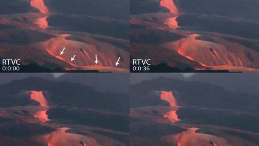 Imágenes del flujo de magma del volcán Cumbre Vieja en 2021.