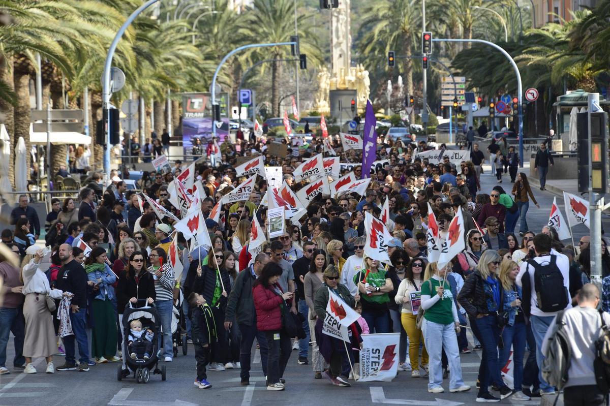 Así ha sido la manifestación de profesores en defensa de mejoras laborales y salariales en Alicante