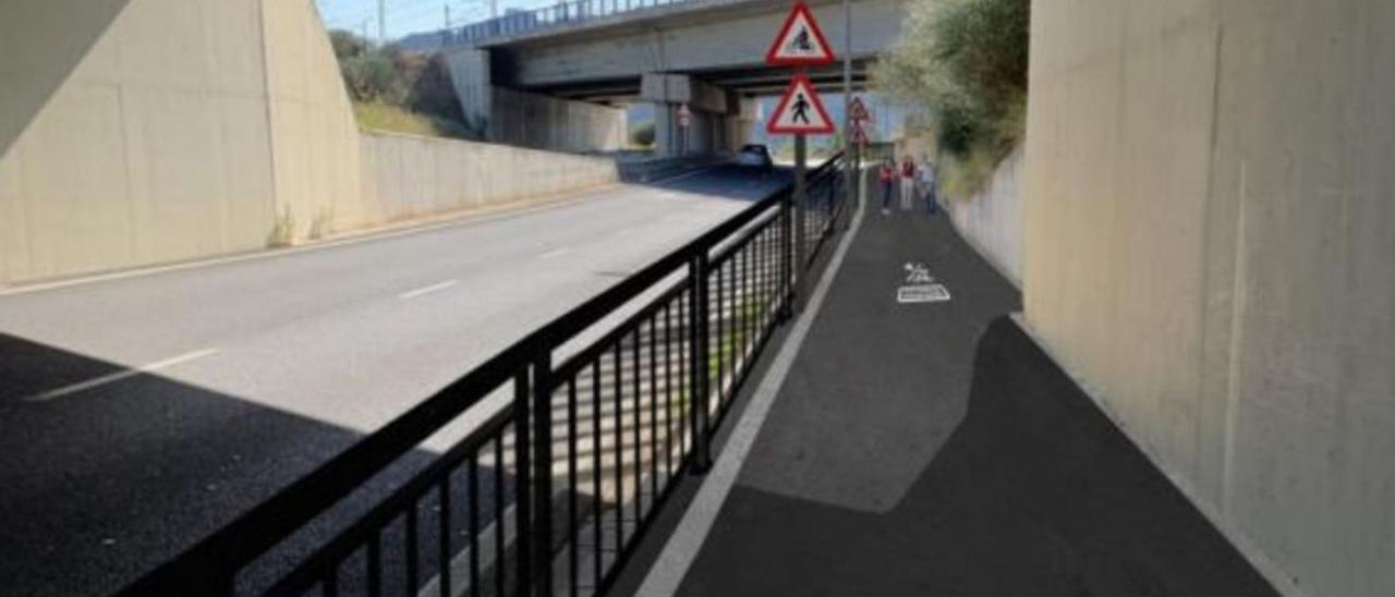 Diseño del carril bici en la zona de la carretera CV-645 y la barandilla protectora proyectada | LEVANTE-EMV