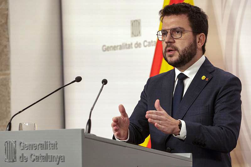 Pere Aragonès, en rueda de prensa del jueves en el Palau de la Generalitat