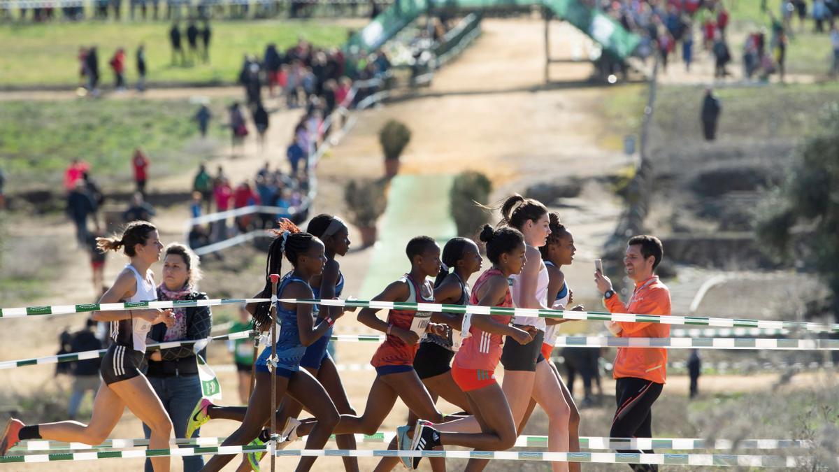 Atletas compiten durante el Cross Internacional de Itálica.