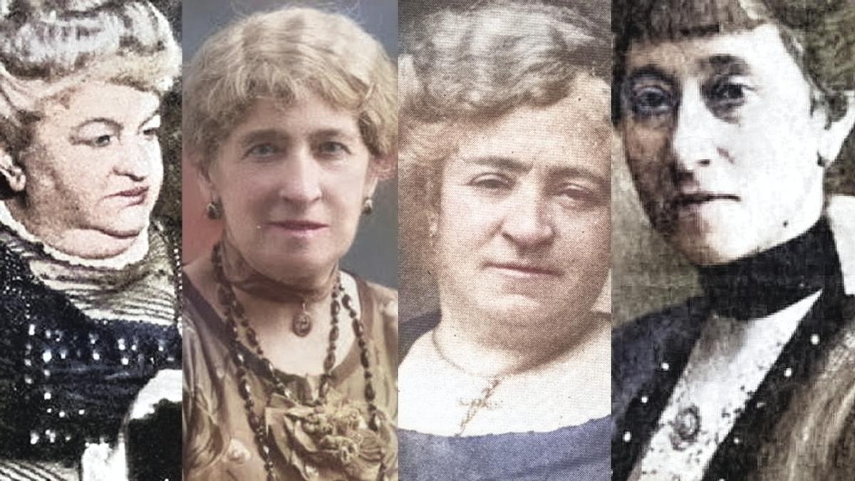 Pardo Bazán, presidenta de honra. A académica Eugenia Osterberger. Filomena Dato, académica. Francisca Herrera, académica.