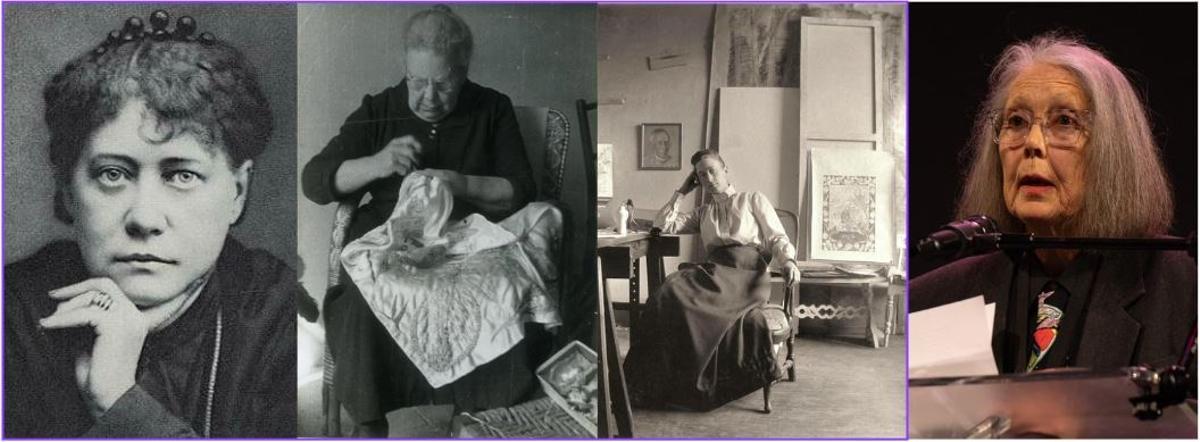 D'esquerra a dreta: Helena Blavatsky, Josefa Tolrà, Hilma af Klint i Anne Carson.
