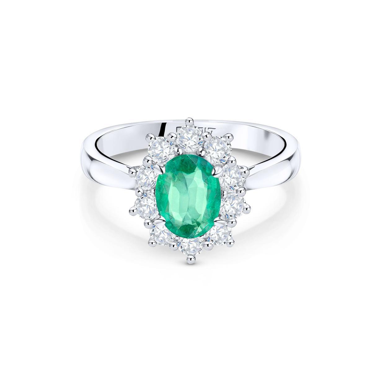 Sortija ®Irem de Esmeralda y Diamantes de 0,70 Cts