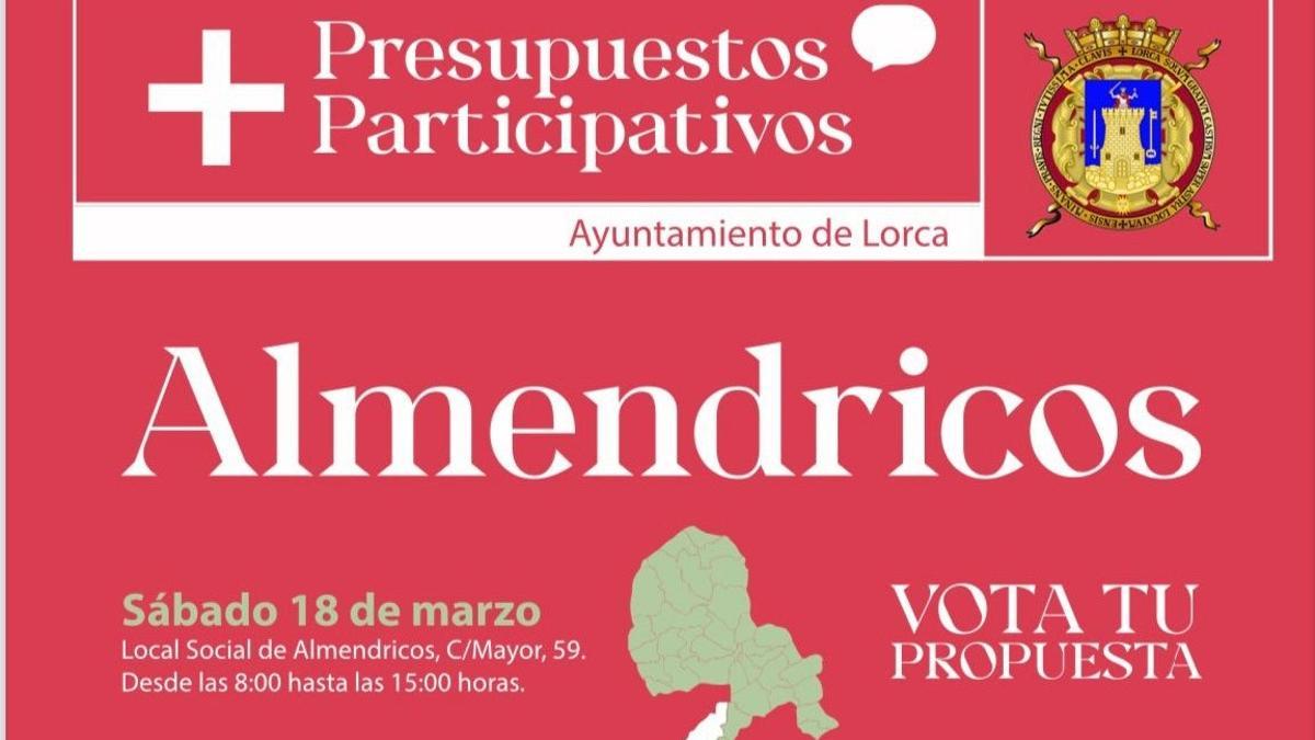 Cartel de la convocatoria para votar este sábado en los presupuestos participativos.