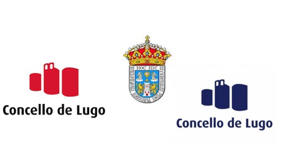 Montaje con las tres imágenes corporativas que se mantienen actualmente en Lugo.