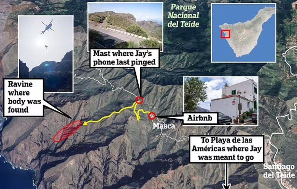 Infografía de la prensa británica del caso Jay Slater