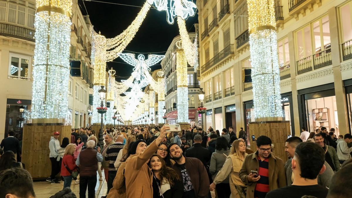 La calle Larios con sus luces de Navidad.