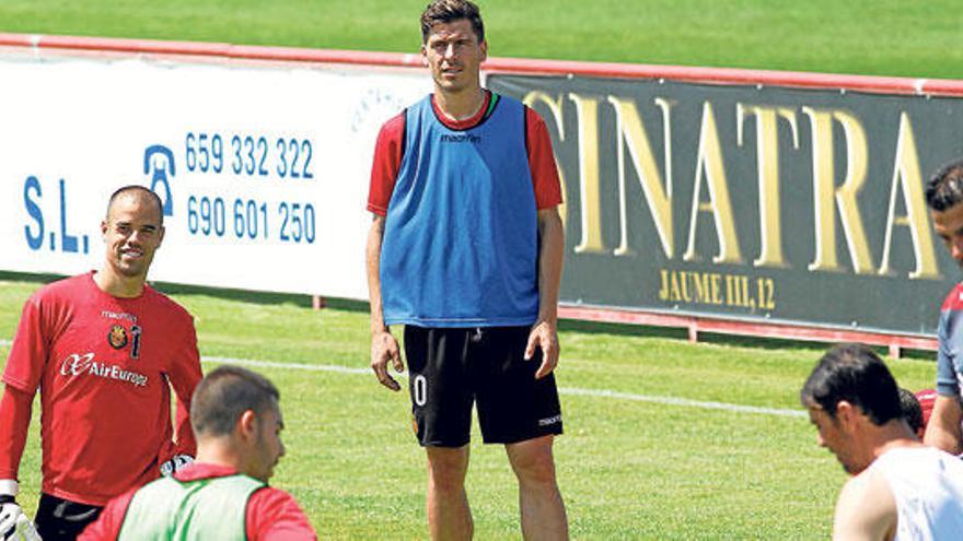 Agus García, en el entrenamiento de ayer.