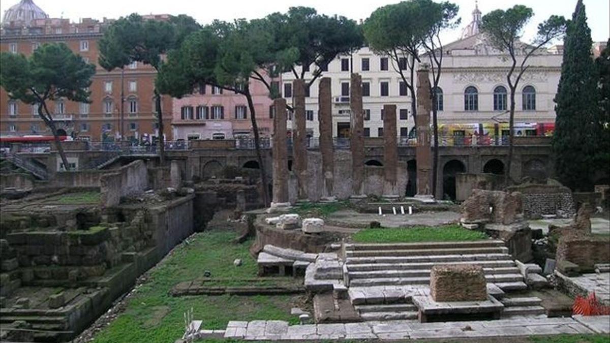 Las ruinas de la Curia de Pompeyo de Roma, en la actualidad.