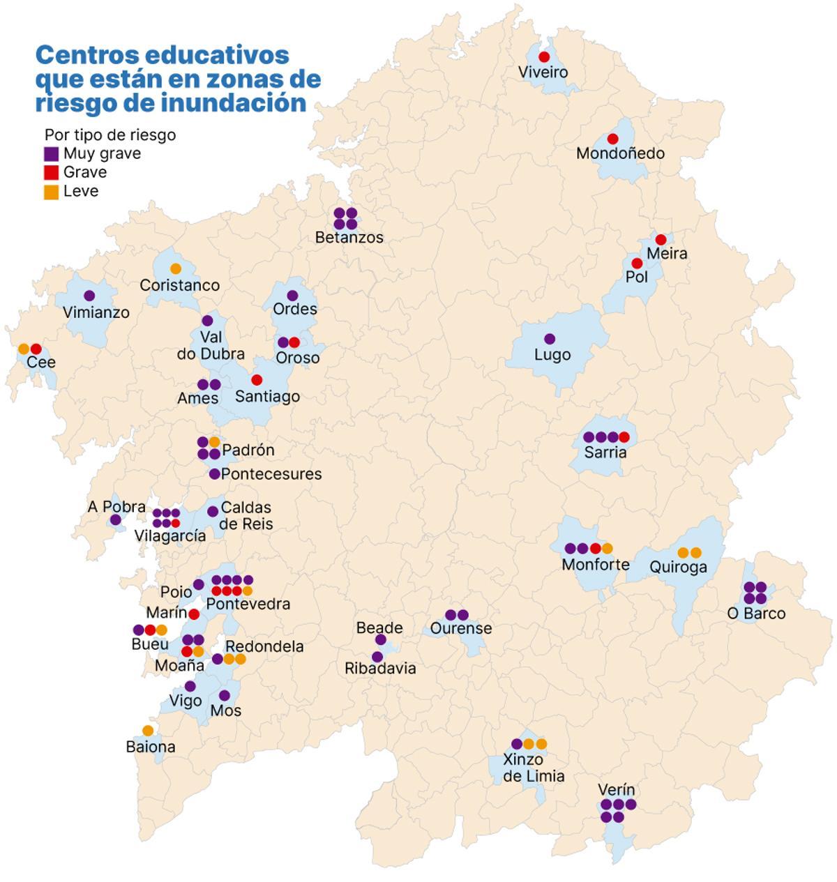 Centros educativos en zonas de riesgo de inundación