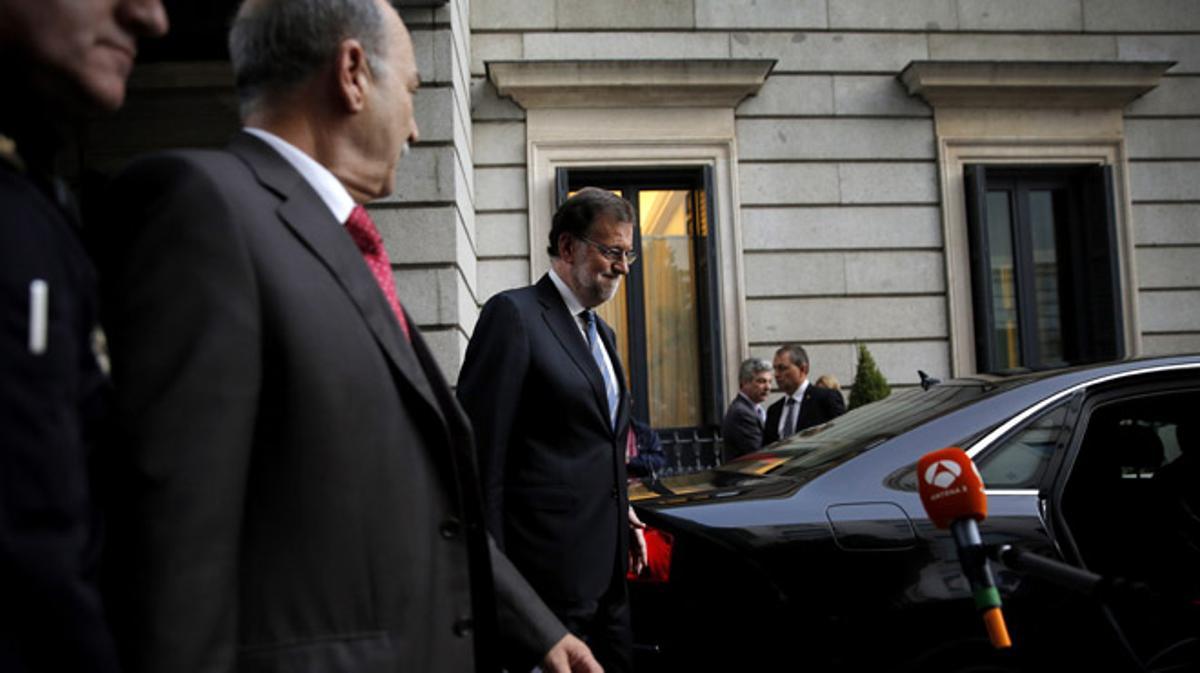 Rajoy a la salida del Congreso.