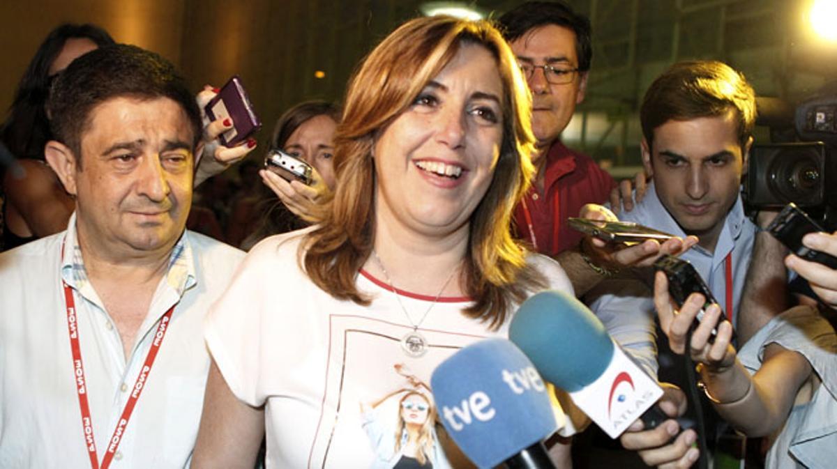 Susana Díaz, dissabte a la nit en una trobada informal amb els seus companys de la federació andalusa del PSOE.