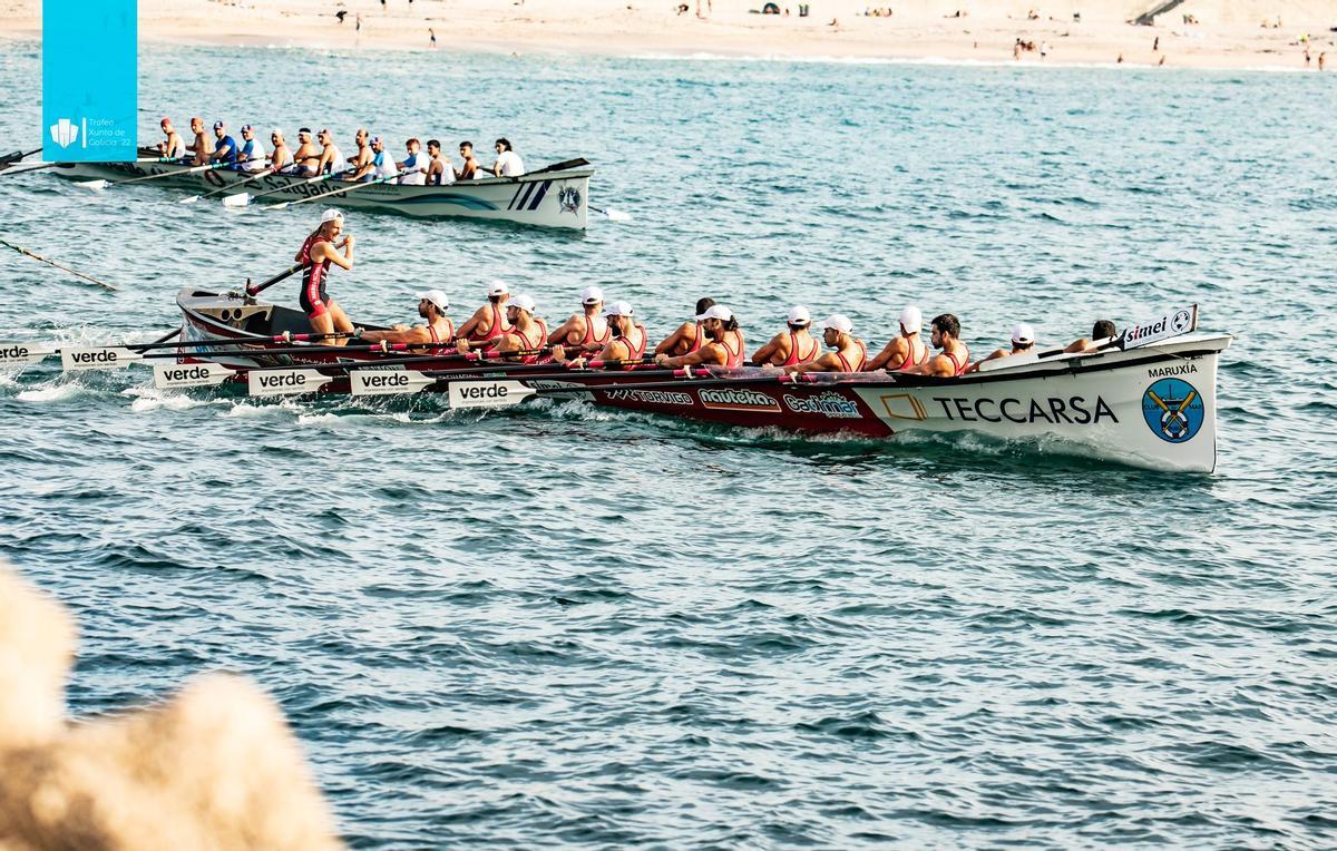 La trainera de la "Maruxía" en la contrarreloj del sábado en A Coruña.