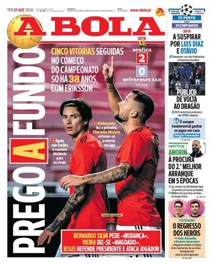 Portada A BOLA martes 27 octubre 2020