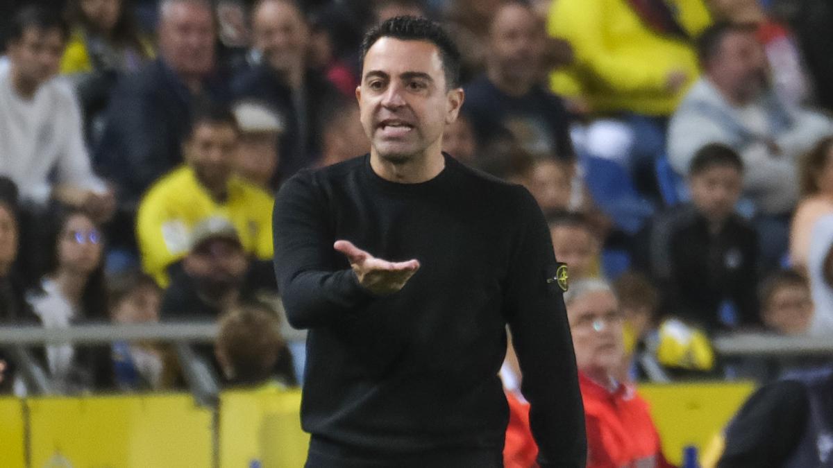 Xavi, durante el Las Palmas-Barça en el Estadio Gran Canaria.