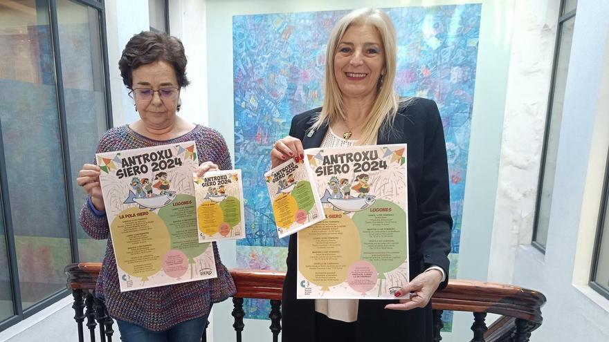 Por la izquierda, Elena González y Aurora Cienfuegos en la presentación de la programación del &quot;Antroxu&quot;.