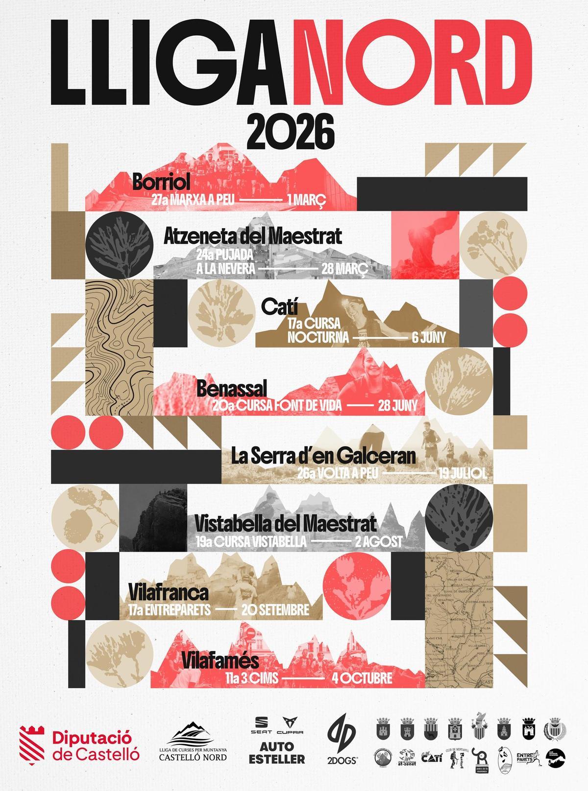 La Lliga Castelló Nord de Curses per Muntanya dio a conocer su calendario 2026.