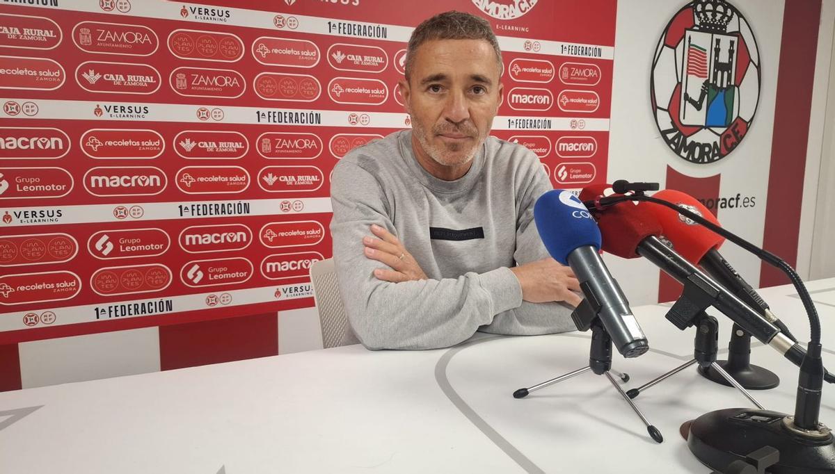 Óscar Cano, tras el encuentro. | LOZ