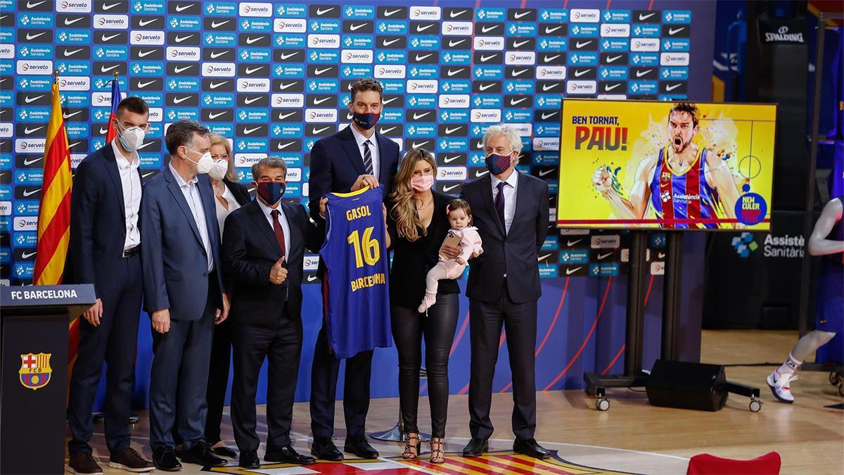Pau Gasol, en su presentación con el Barça en el Palau