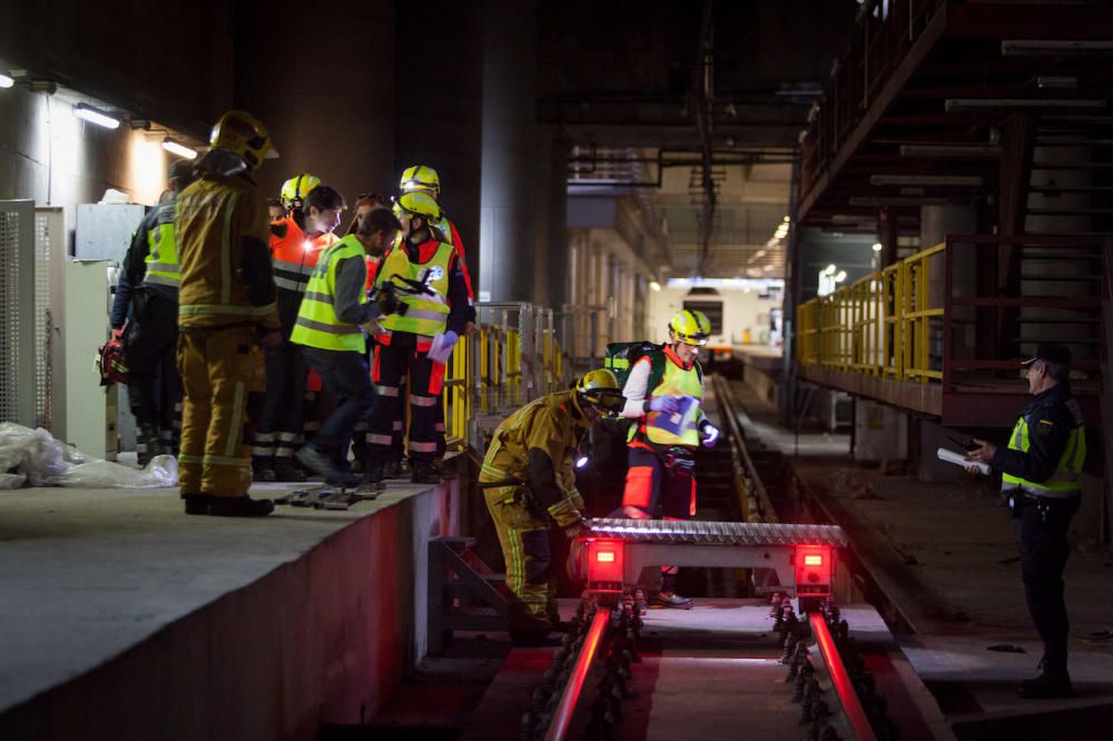 Simulacro de accidente de tren en la estación intermodal de Palma