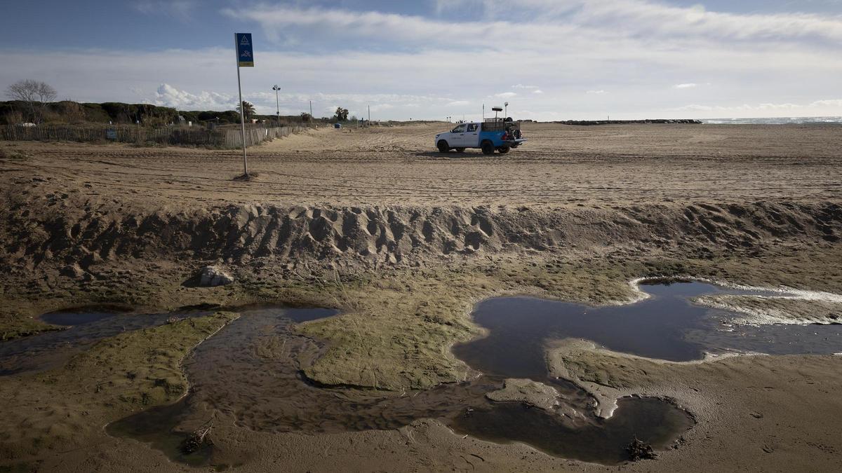 Agua estancada donde desemboca el estanque de la Murtra.