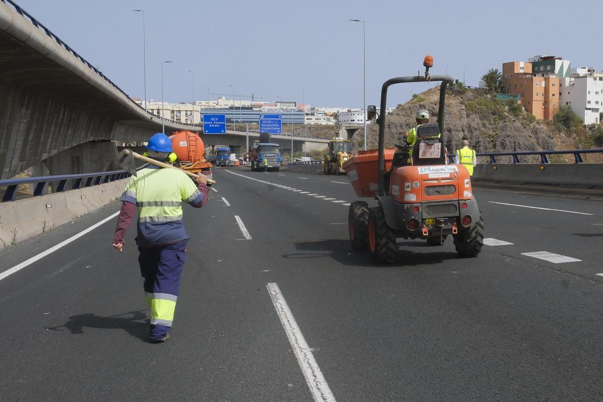 Comienzan las obras en la Circunvalación de Las Palmas de Gran Canaria (GC-3), en el tramo que atraviesa el barranco Guiniguada