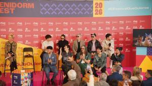 Finalistas del Benidorm Fest 2026 durante una rueda de prensa