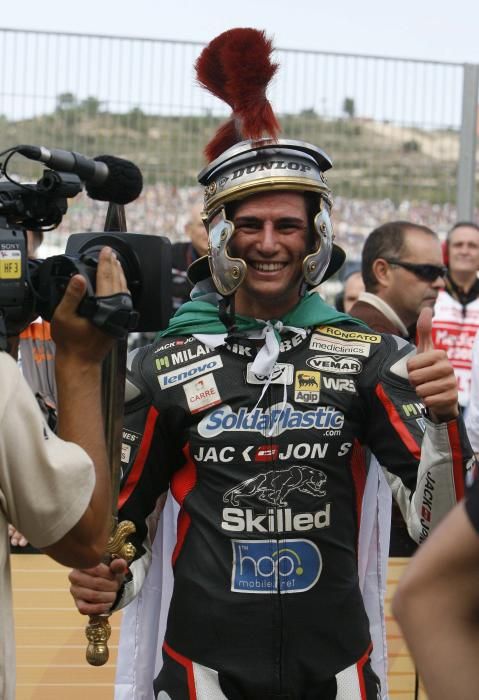 Lorenzo siempre apostó por celebraciones divertidas. En la imagen, con un casco romano.